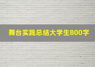 舞台实践总结大学生800字