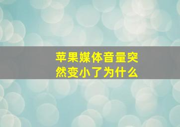 苹果媒体音量突然变小了为什么