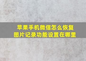 苹果手机微信怎么恢复图片记录功能设置在哪里