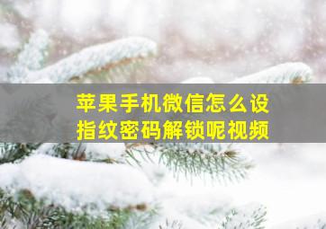 苹果手机微信怎么设指纹密码解锁呢视频