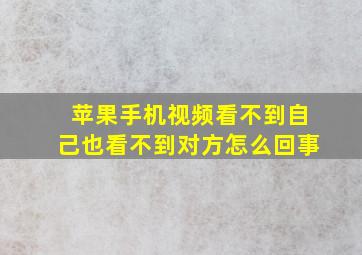 苹果手机视频看不到自己也看不到对方怎么回事