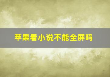 苹果看小说不能全屏吗