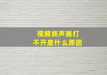 视频扬声器打不开是什么原因