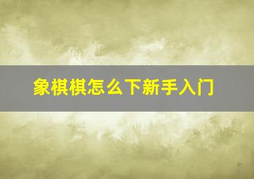 象棋棋怎么下新手入门