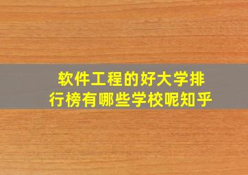 软件工程的好大学排行榜有哪些学校呢知乎