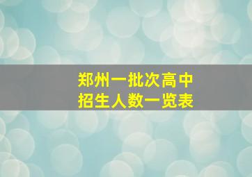 郑州一批次高中招生人数一览表