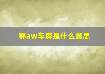 鄂aw车牌是什么意思