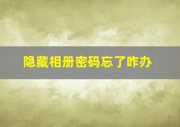 隐藏相册密码忘了咋办