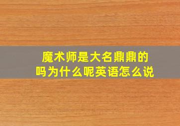 魔术师是大名鼎鼎的吗为什么呢英语怎么说